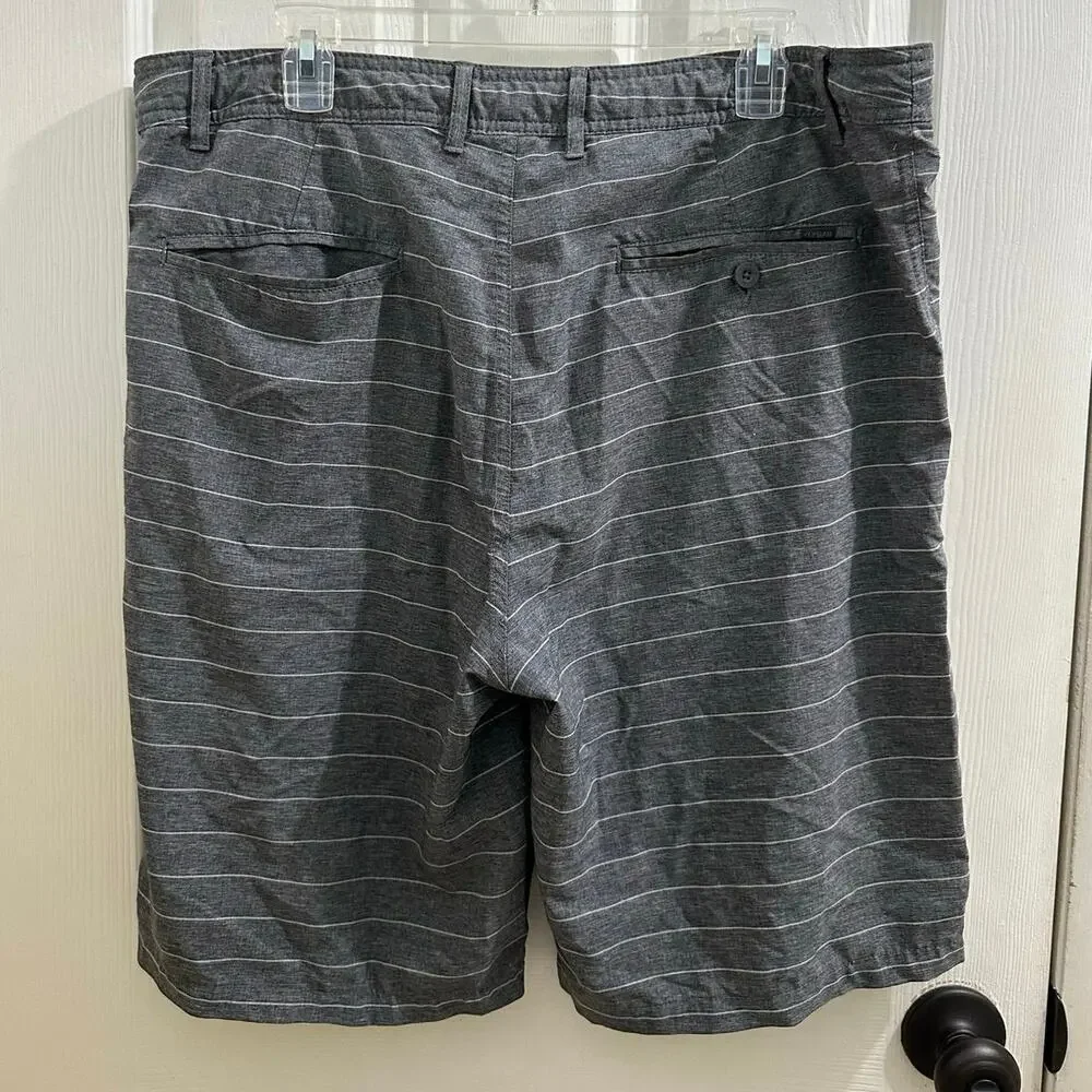 Elysian Striped Gray Grey Men's Board Shorts Swim Trunks Casual Size L 38 Waist!